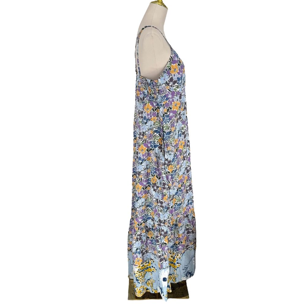 STITCH DROP Maxi Dress XL Ditsy Floral Sleeveless Smocked Pockets Side Zip Boho - Picture 10 of 15